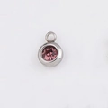 Single silver-edged stainless steel pendant with pink faceted 6.5mm birthstone - Light Purple