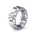 Ring im Uhrenarmband-Stil aus 14K Weißgold mit Schraubendetails und Finish - US 10 / Weiß