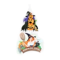 Halloween vertical banner featuring pumpkins and witch figures with Happy Halloween sign - Halloween Witch Hanging Ornament