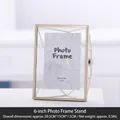 Modern 4x6 inch geometric gold metal photo frame with transparent glass panels - 6-inch Geometric Gold