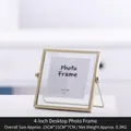 Modern 4-inch square golden metal frame with double-sided glass for tabletop decor - 4-inch Bracket Gold