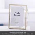 7-inch Nordic geometric gold metal photo frame with glass stand 22.5x17.5x8cm - 7-inch Geometric Gold