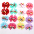 16-piece pet lace bow hair ties set in assorted macaron colors for dogs and cats - 16-Piece Set / Multicolor