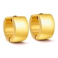 Minimalist wide band geometric hoop earrings in polished gold stainless steel finish - Gold
