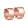 Minimalist round hoop earrings in rose gold finish with polished stainless steel texture - Rose Gold