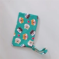 Detail of turquoise cotton bag with cute Shiba Inu dog patterns and a carry strap - Blue Dog Head