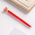 Eleganter roter Metall-Kugelschreiber mit roségoldenem, hohlem Herz-Aufsatz Design - 1.0mm Bullet-Spitze Schwarze Tinte / Rot