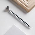 Silberner Metall-Kugelschreiber mit funkelndem Kristall-Herzanhänger in edlem Design - 1.0mm Bullet-Spitze Schwarze Tinte / Hellsilber
