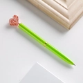 Neongrüner Kronen-Kugelschreiber mit roségoldenem Herzaufsatz und Metallic-Finish - 1.0mm Bullet-Spitze Schwarze Tinte / Grasgrün