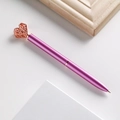 Metall-Kugelschreiber in Rosa-Lila mit roségoldenem Herz-Aufsatz und mattem Finish - 1.0mm Bullet-Spitze Schwarze Tinte / Lila