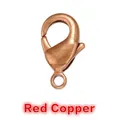 Detailed view of red copper lobster clasp fasteners for DIY jewelry making - Copper
