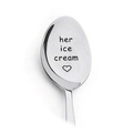 Edelstahl Kaffeelöffel mit eingraviertem 'her ice cream' Text und Herzsymbol - ihr Eis