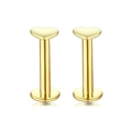 Detailed view of polished golden heart-shaped stud earrings with flat back design - Heart / Gold