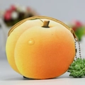 Cute peach-shaped plush coin purse with realistic gradient pink color and metal bead chain - Yellow Peach