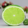 Cute plush coin purse featuring a vibrant green lime slice design with metal chain - Green Pomelo