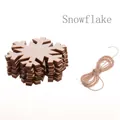Laser-cut snowflake wood pendants with hemp rope for festive DIY home decorations - Snowflake / 10 Pieces Pack