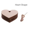 Set of 10 heart-shaped boxwood tags with natural hemp rope for DIY festive home decoration - Heart / 10 Pieces Pack