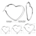 Size guide for stainless steel heart hoop earrings in three sizes with dimensions - Heart Steel 35mm