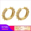 Detailed specs of gold brass spiked earrings with pavé cubic zirconia, 18x20mm size - Gold White Rhinestone (VE76B1)