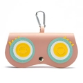 Custodia per occhiali portatile in pelle rosa a forma di gufo con clip e scatto - Occhio di Gufo Rosa