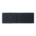 Navy blue minimalist PU leather wallet featuring elastic band and multi-slot card holder - Black