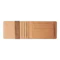 Slim minimalist leather wallet in light brown with card slots and elastic strap - Brown
