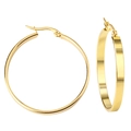 Classic golden stainless steel hoop earrings with a minimalist geometric round design - 40mm / Gold