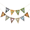 Tropical rainforest animal themed bunting with leopard print and cartoon forest creatures - Animal Pattern Triangle Banner