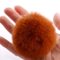Brown 7cm faux rabbit fur pom pom keychain held by hand with metallic ring attachment - 7cm Pom-pom / Coffee