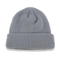 Detail of light gray ribbed knit texture on a thick winter beanie hat for men and women - M / Light Gray