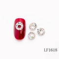 Silver hollow rabbit nail charm with iridescent rhinestones and square gem on red nails - Silver Round Frame AB Zircon Style (LF1618)