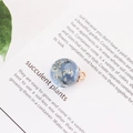 DIY glass ball resin pendant with dried white flowers and blue filling with gold ring - Light Blue Zircon