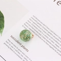 Spherical resin charm with green dried flowers and gold metal ring for DIY jewelry - Green