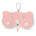 Étui à lunettes en cuir ours rose avec fermeture à bouton pression et mousqueton - Petit Cochon Blanc