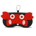Étui à lunettes crabe en similicuir rouge avec mousqueton métallique pour le transport - Crabe aux Yeux Blancs