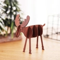 Adorno navideño de reno de madera DIY con veta de madera oscura para mesa - Color Nogal Grande