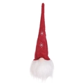 Gnome de Noël fait main avec chapeau étoilé en feutre rouge et longue barbe blanche - Chapeau Rouge / Pas de Lumière/Étoile Blanche Rouge