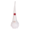 Gnome de Noël blanc en peluche avec étoile rouge décorative sur son chapeau haut et doux - Style Chapeau Blanc / Pas de Lumière/Étoile Rouge Blanche