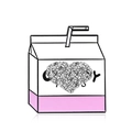 Broche de esmalte de cartón de leche rosa y blanco con detalle de pajita para chaquetas - Cartón de Leche Rosa