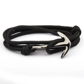 Handmade navy blue 3mm nylon rope anchor bracelet with gunmetal black clasp for couples - Black