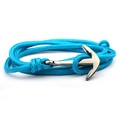 Detail shot of navy blue 3mm nylon cord with gunmetal anchor clasp closure - Sky Blue