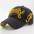 Dark grey cotton baseball cap with yellow 3D Finally embroidery and reinforced brim - Gray