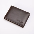 Brown PU leather bifold wallet for men with textured finish and stitched edge - Coffee
