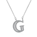 Sparkling S925 silver letter G necklace with pave set baguette and round zircons - Letter G Necklace Set