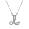 Letter L pendant necklace in silver finish with pavé set sparkling cubic zirconia stones - Letter L Necklace Set