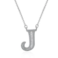 Letter J pendant necklace in silver finish with pavé set cubic zirconia and step-cut stones - Letter J Necklace Set