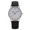 Orologio da uomo minimalista con quadrante bianco, cinturino in pelle nera e cassa in argento - Quadrante Bianco Cinturino Nero