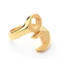 Creative gold wrench shaped industrial style open ring for men in stainless steel - US 6 / Gold