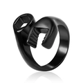 Detailed macro view of industrial style matte black wrench ring in stainless steel - US 6 / Black