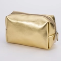 Waterproof gold makeup bag with metallic texture and zipper closure for cosmetics - Gold